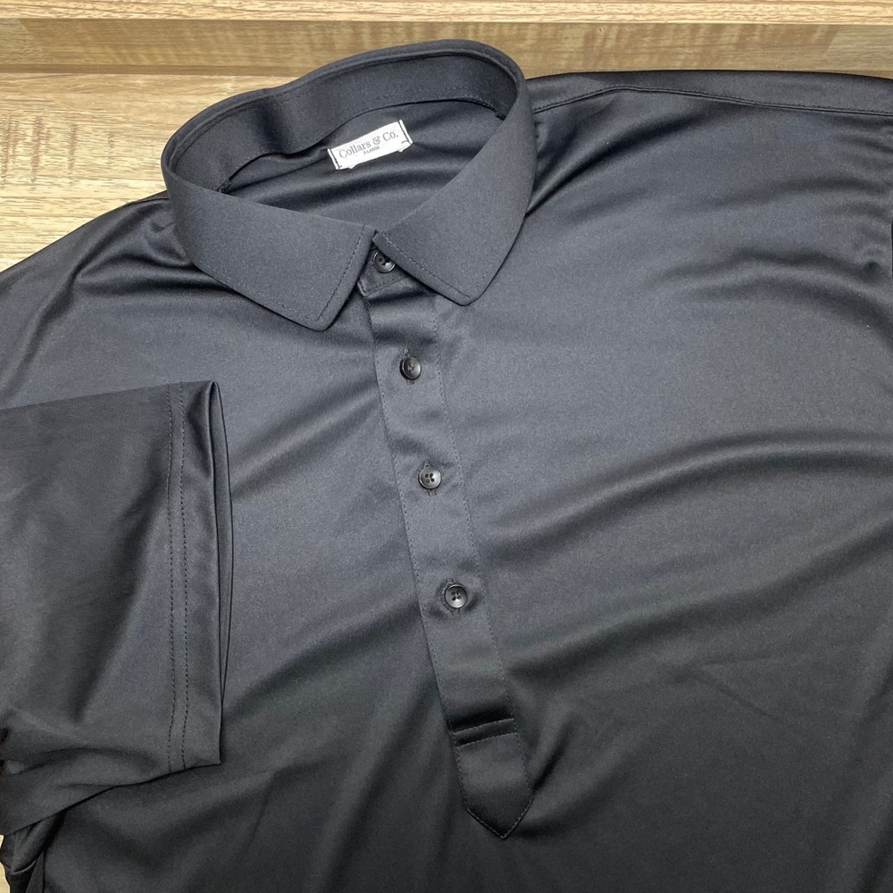 Collars & Co Dress Collar Polo Shirt Short Sleeve Performance Golf Men XL Black